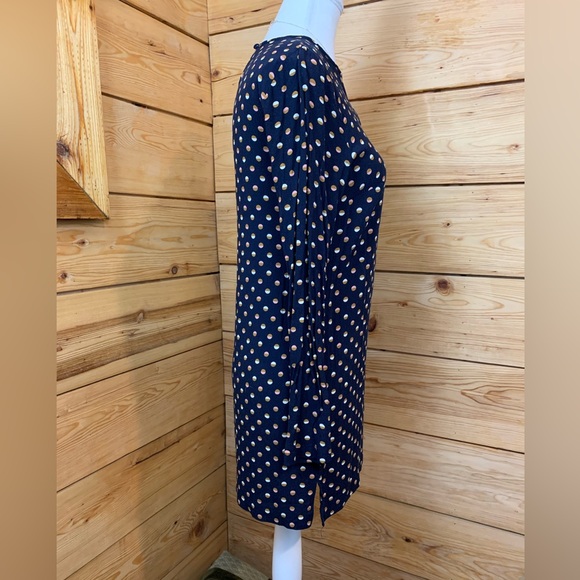 Polka Dot Long Sleeve Top Mini Dress Tunic Twee LightWeight Black Neutral Top - Picture 3 of 11